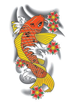 Carpa Koi Tattoo Oriental Quadro com Moldura 33x24cm  Elo7