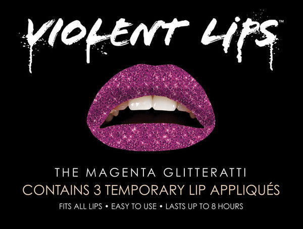 Magenta Glitteratti Violent Lips (3 Conjuntos Del Tatuaje Del La
