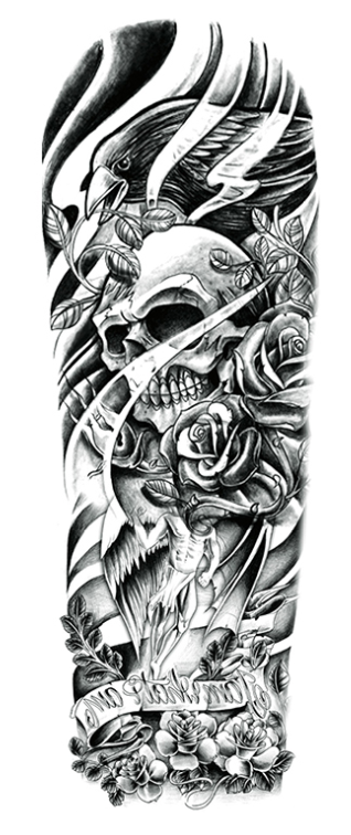 Full Sleeve Arm Leg Tattoo Crow Skull Tattoo For A Week