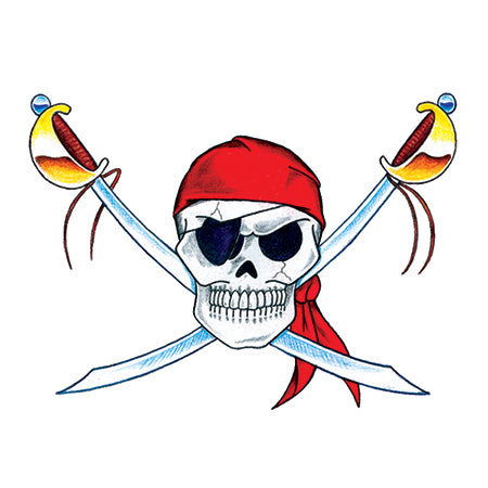 campagne Kiezelsteen Zuidoost Piraten Doodshoofd & Zwaarden Tattoo – Tattoo for a week