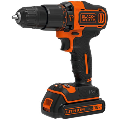 Black & Decker Cordless Drill Driver 18V Battery + Charger BCD001C1-GB