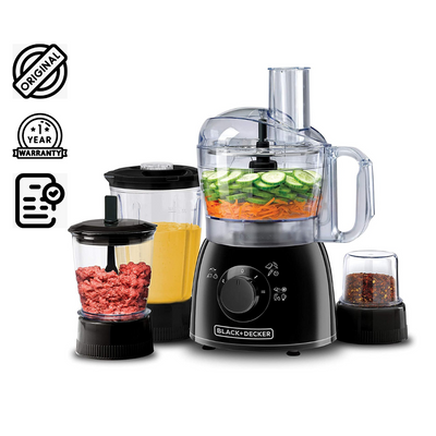 Black+Decker 600W 1.5L 6in1 Food Processor Food Bowl+Blender Jar