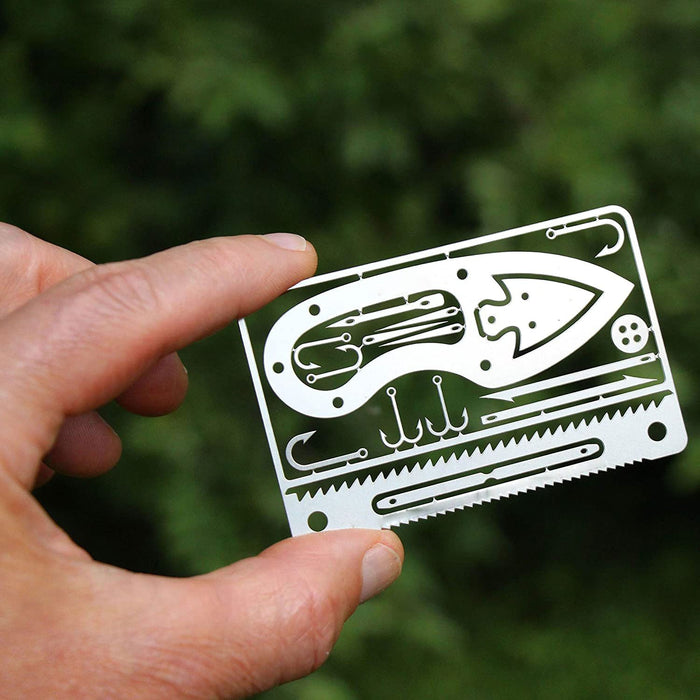 Tiny Survival Card: 17-Tool Survival Kit with Knife That Fits in Your Wallet! - HANBUN