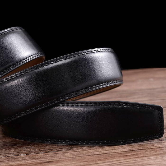 Men'S Leather Ratchet Dress Belt Buckle Automatically - HANBUN