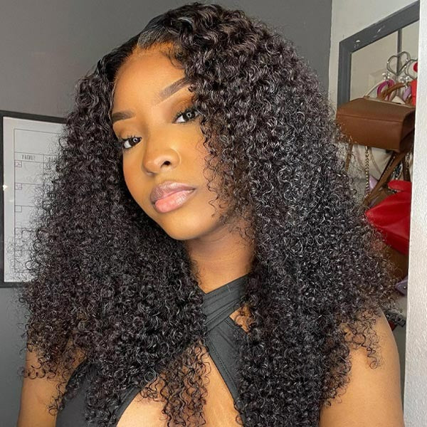 Real HD Lace | Glueless Wigs Human Hair 13x4 Lace Frontal Afro Kinky Curly Wigs Pre Plucked with Baby Hair Natural Hairline 180% Density