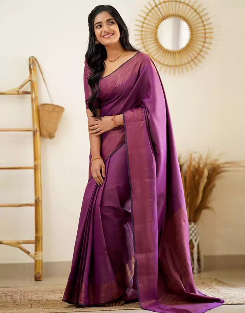 Purple Colour Banarasi Soft Silk Zari Weaving Saree – Sareewave