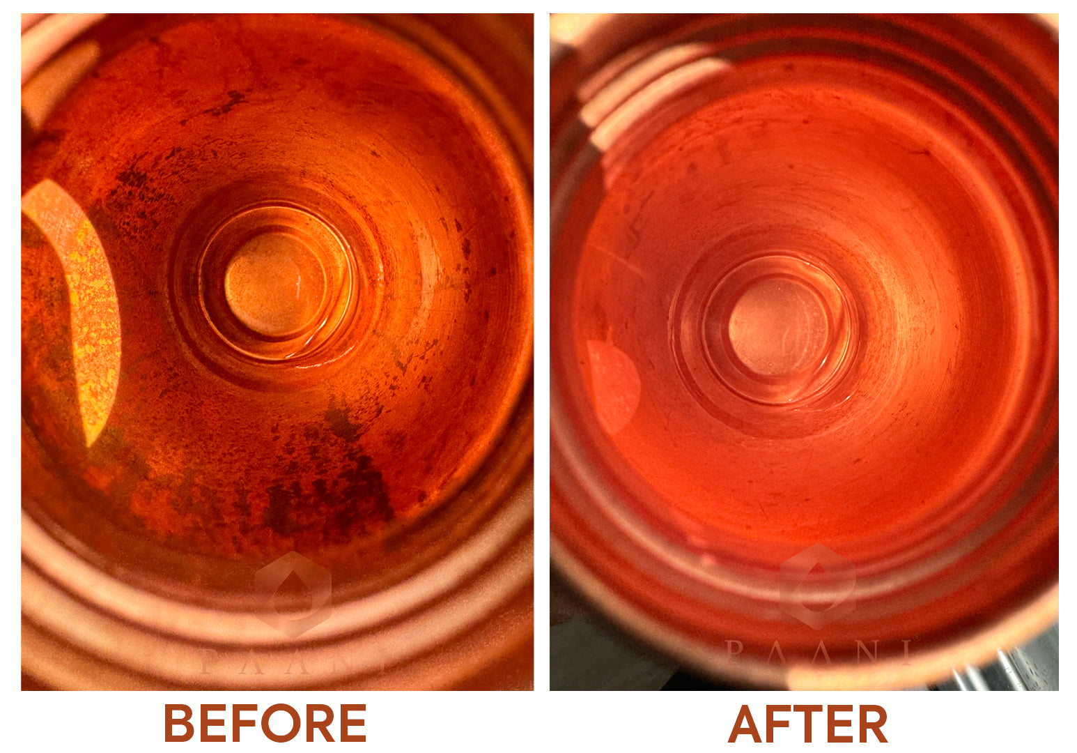 Before and After Copper water bottle