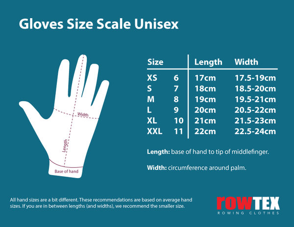 rowing glove size chart