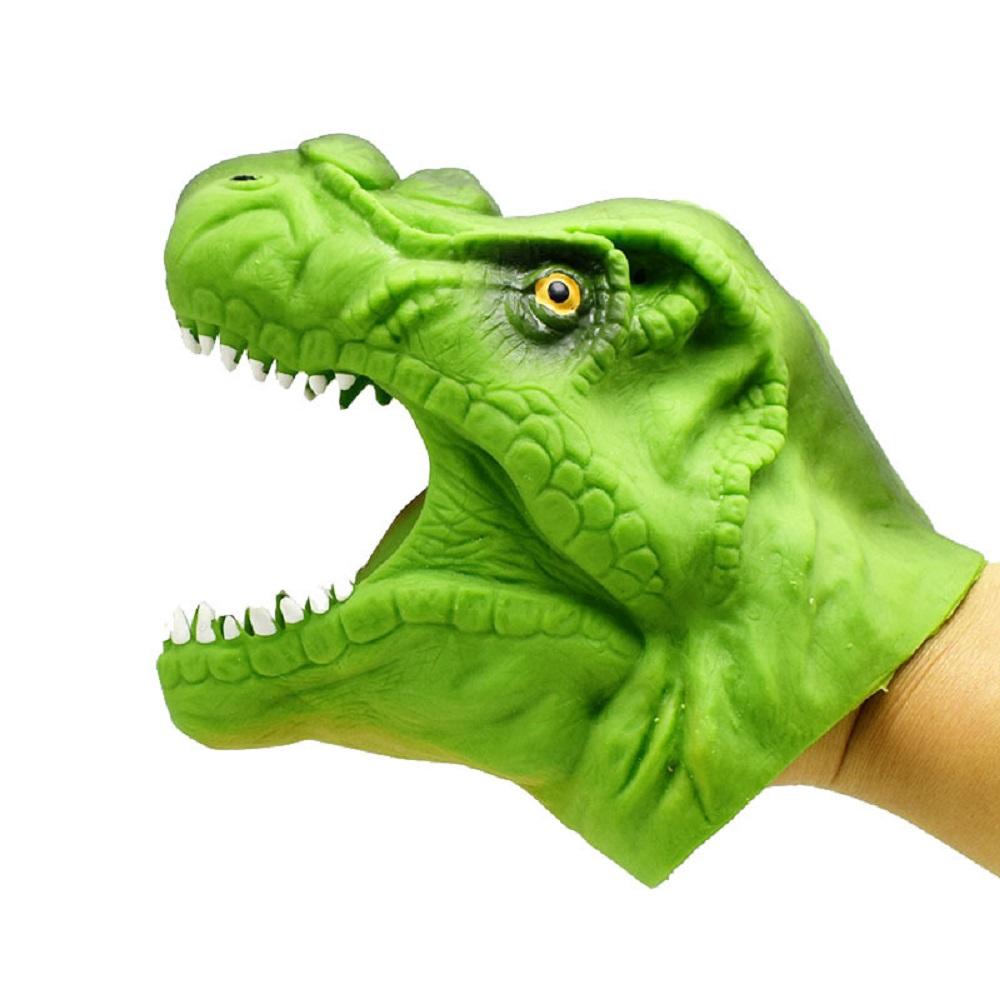 Gants en silicone pour marionnettes de dinosaures Jouet Vipère Serpent Dinosaure, Tyrannosaurus Rex vert