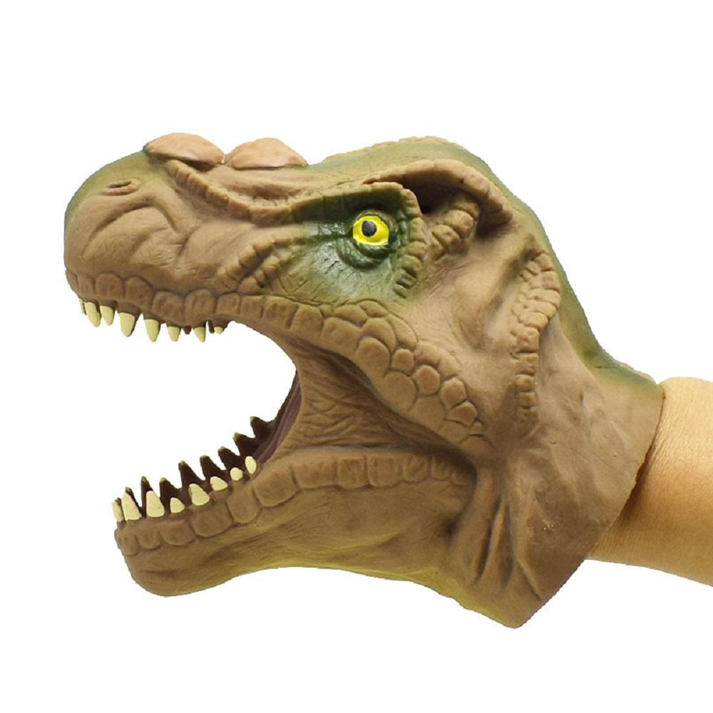 Gants en silicone pour marionnettes de dinosaures Jouet Vipère Serpent Dinosaure, Tyrannosaurus Rex brun