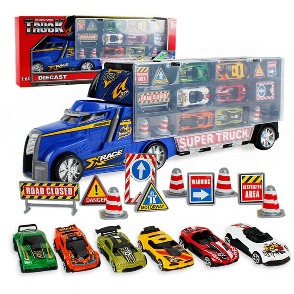Ensemble de jouets pour enfants : Simulation de voitures, camions de construction, etc., Bleu