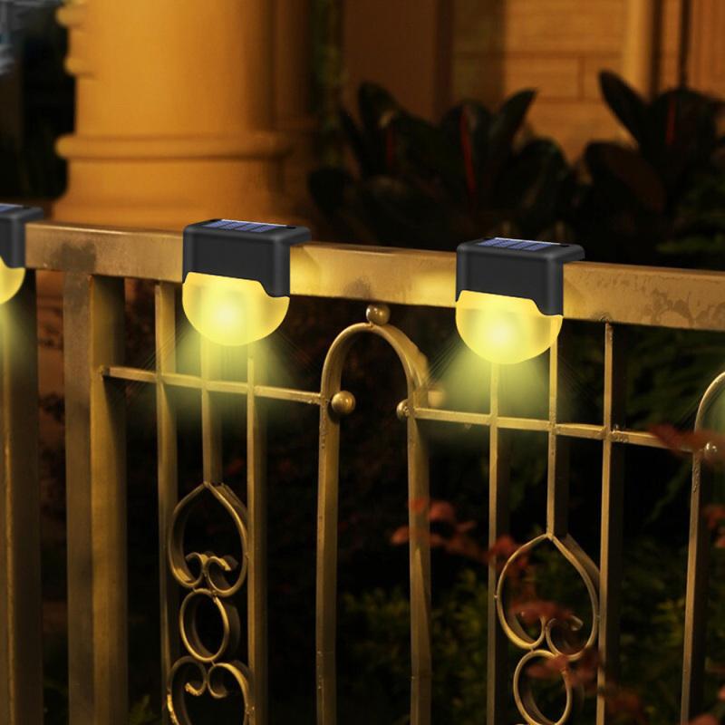 6Pcs Lampe d'Escalier Solaire LED Extérieure IP55 Imperméable, Noir / Blanc chaud