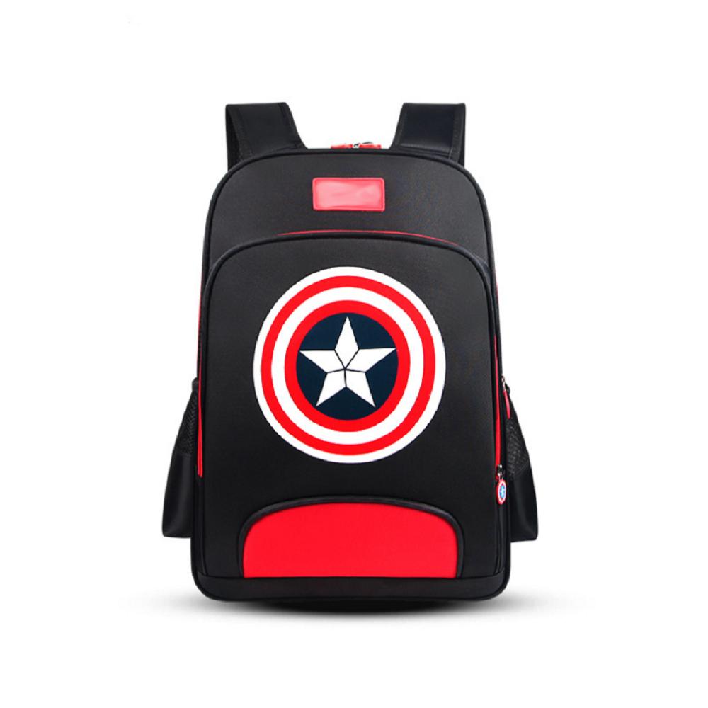 Sac d%27école élémentaire Captain America Sac à dos pour enfants Sac à dos pour garçons, Noir / S