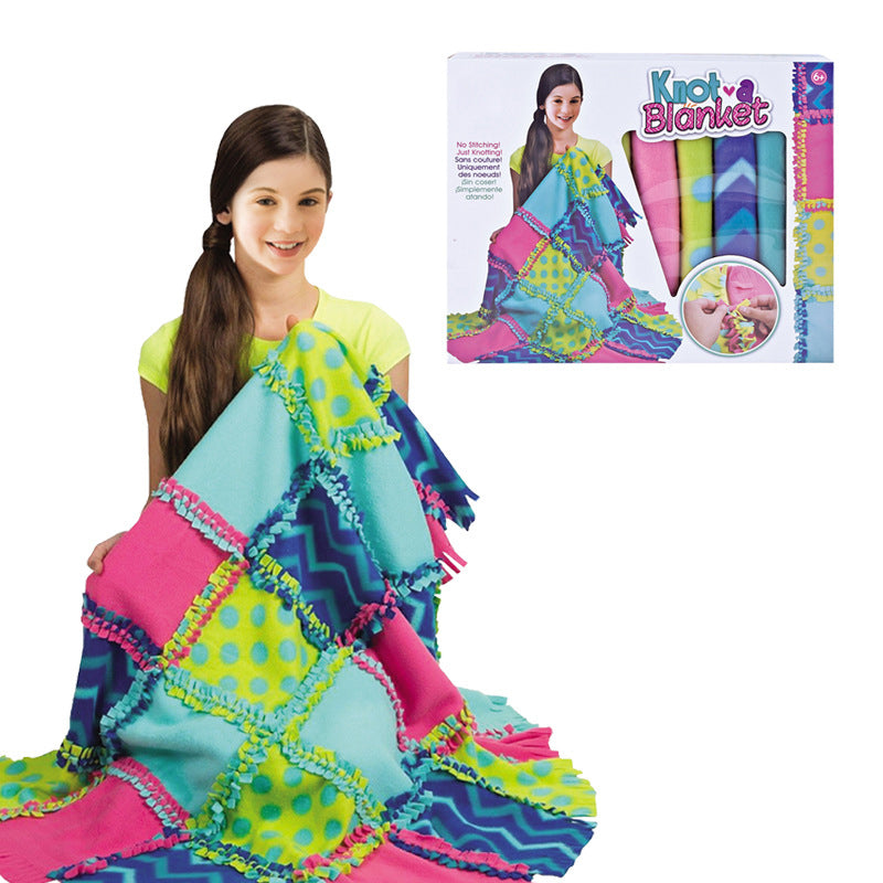 Couverture nouée à tricoter à la main DIY Education Intelligence Toy pour les filles, B