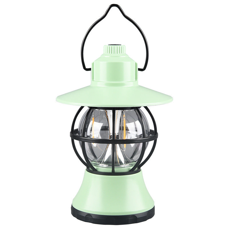 Retro Lanterne de Camping Portable Multi-fonction Imperméable Lampe d'Eclairage Extérieur, Vert / Batterie
