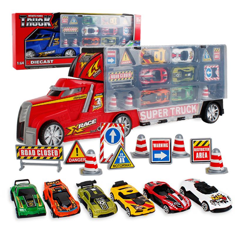 Ensemble de jouets pour enfants : Simulation de voitures, camions de construction, etc., Rouge