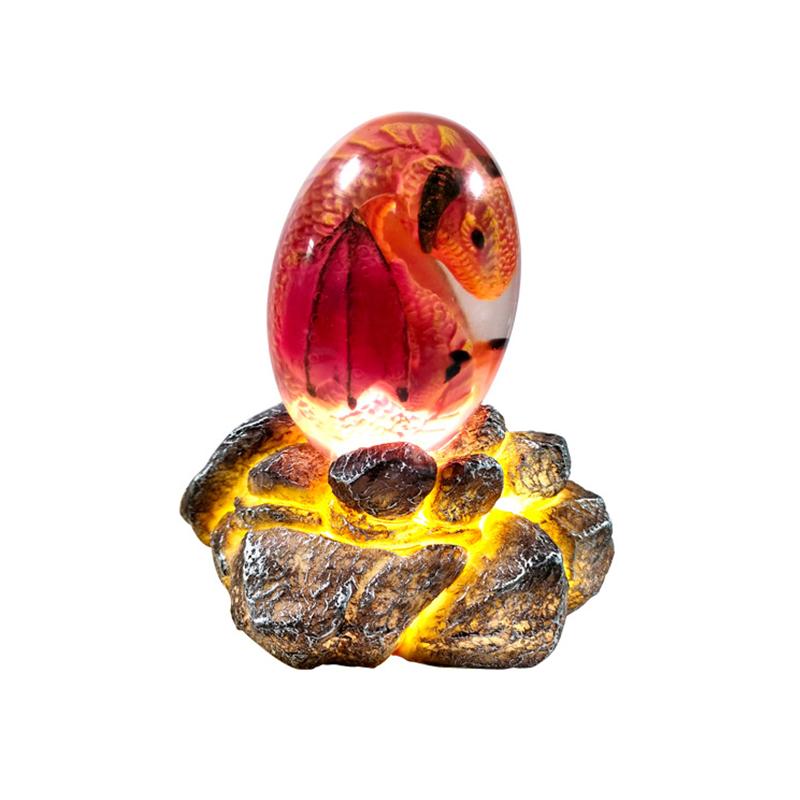Oeuf de dragon de lave Rêve en résine transparente Sculpture de dragon Ornements, Rouge