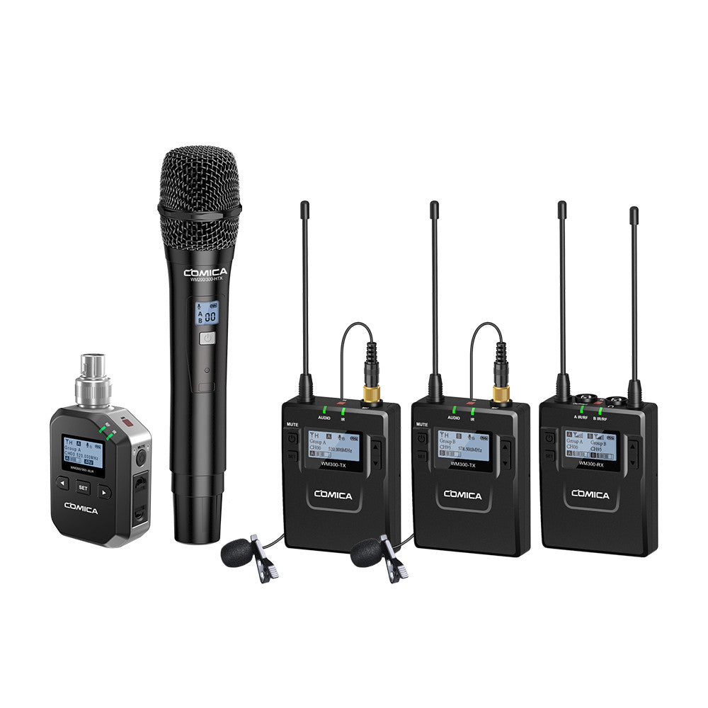 Comica CVM-WS50(H) Wireless Microphone System, 6 Channels Handheld  Interview Microphone with Flexible Combination Grip for Smartphone, Camera,  Perfect