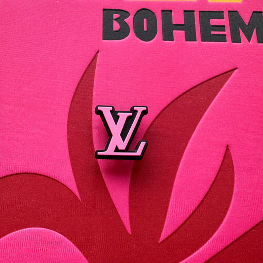 Hot Pink And White Louis Vuitton Logo Croc Charm