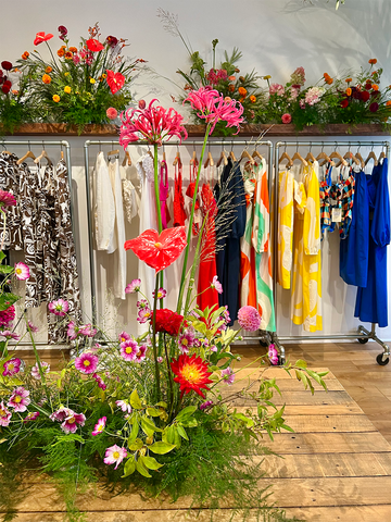 molly oliver flowers for mara hoffman NYC store retail location NYFW