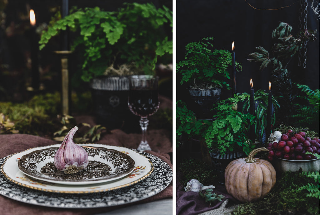 Halloween in dark colours with plants