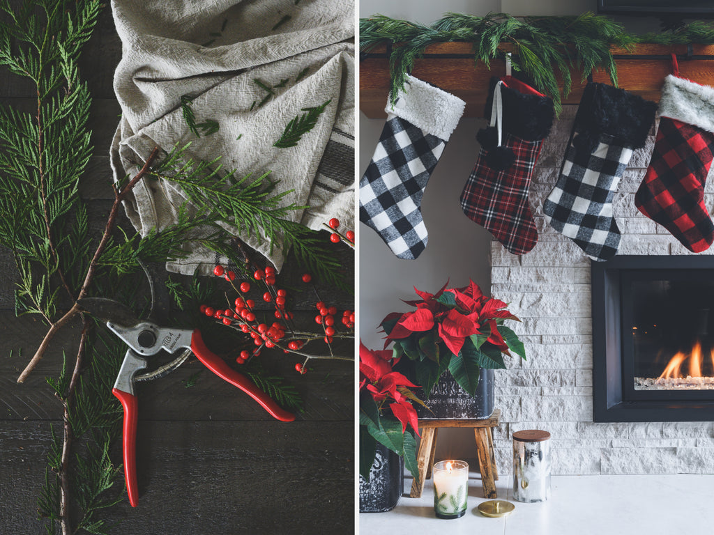 Red and black Christmas decor by West Coast Gardens