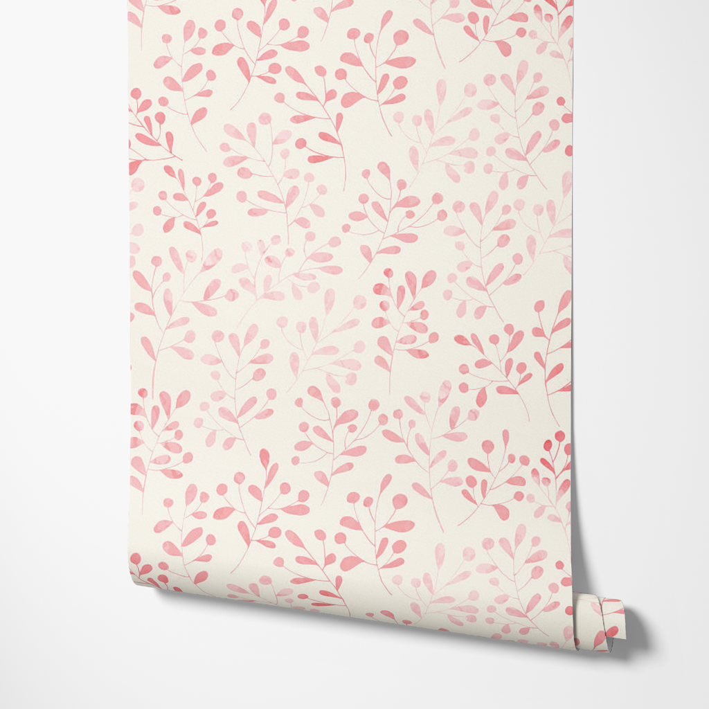 Albie Shabby Chic Foliage Pink Wallpaper – Tiny Walls