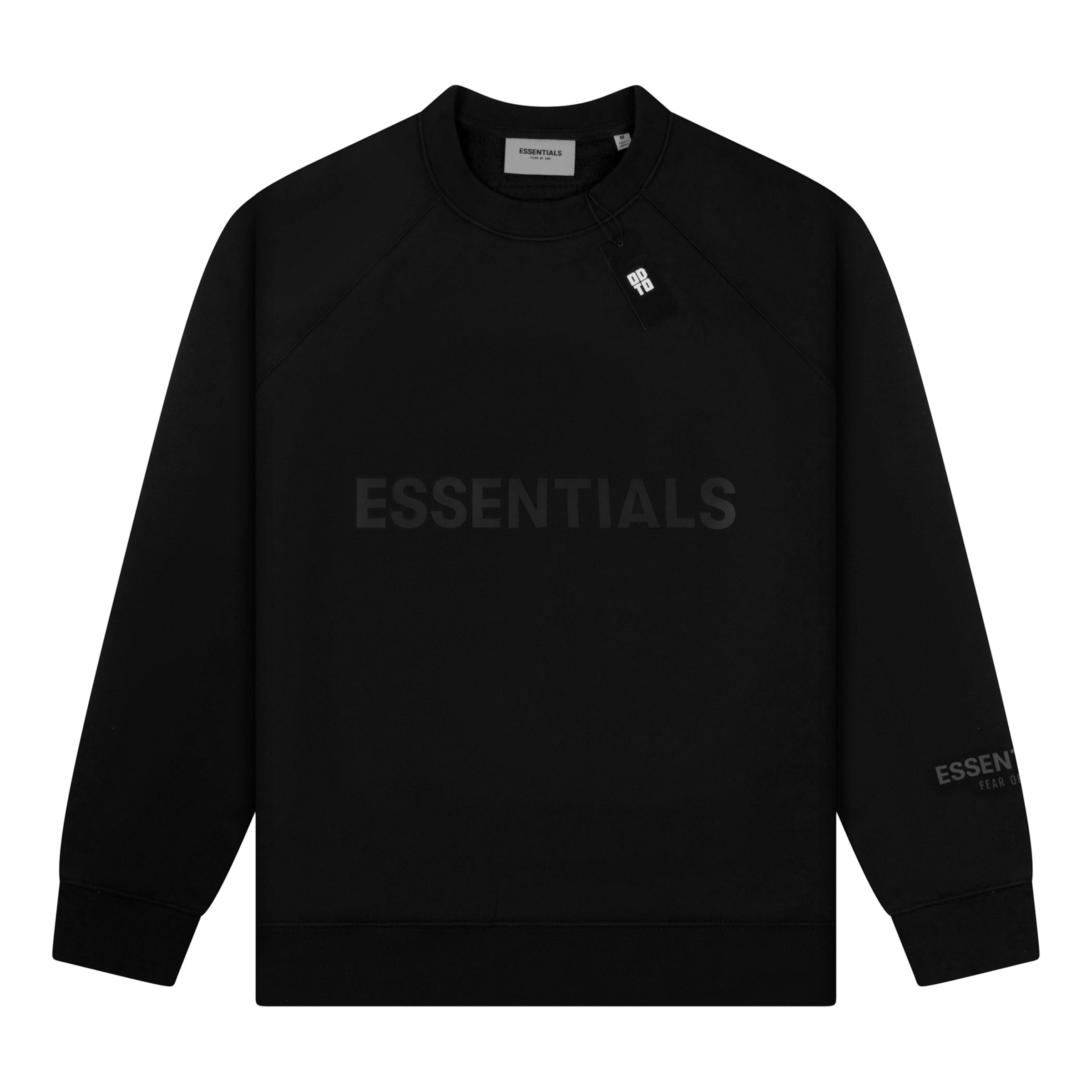 ESSENTIALS FRONT LOGO CREWNECK BLACK – ODTO