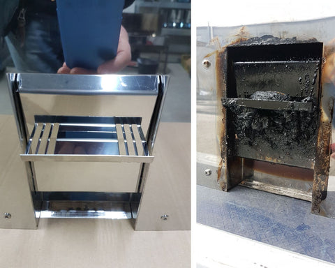 Filtr dymy wędzarni elektrycznej przed i po wędzeniu