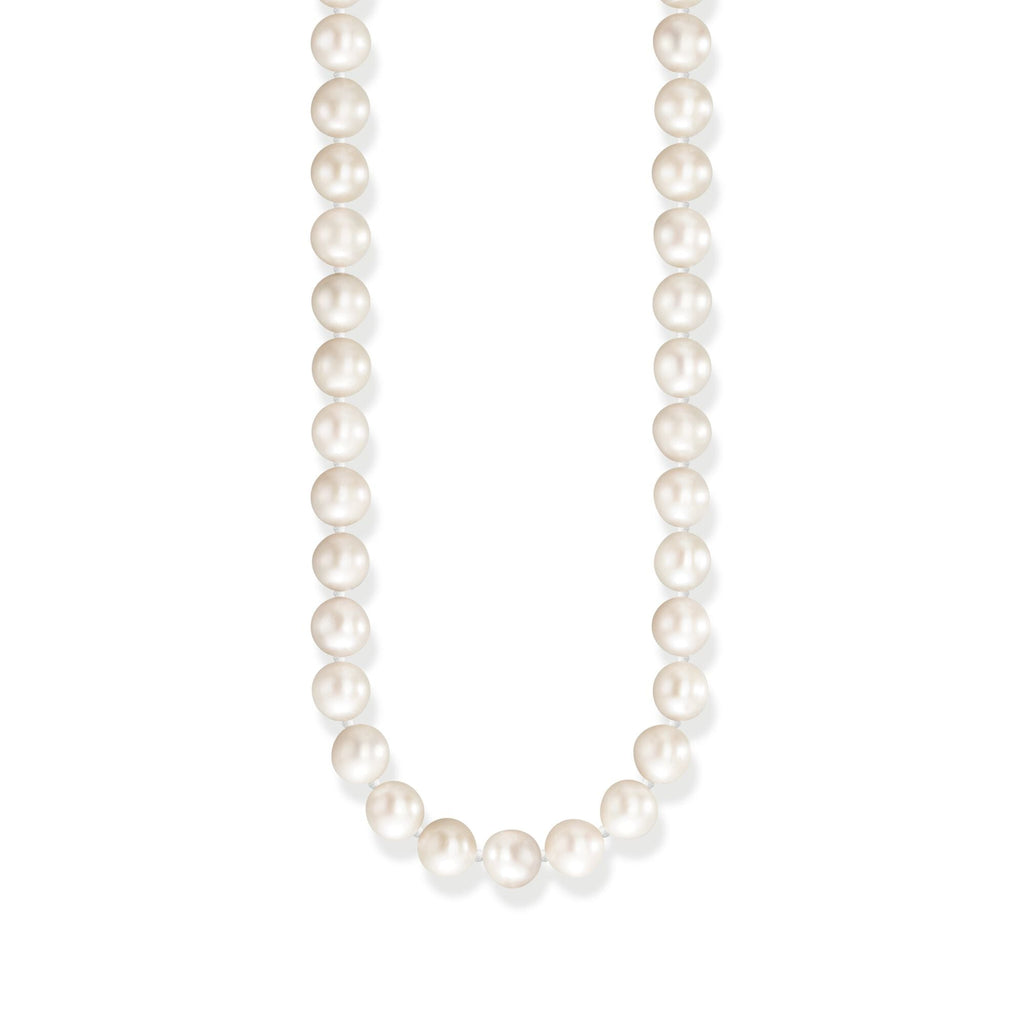 THOMAS SABO Sterling Silver Pearl Necklace with White Stones - JEWELLERY  from Adams Jewellers Limited UK