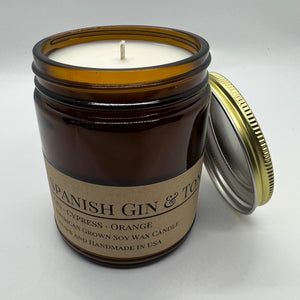 Spanish Gin & Tonic Soy Candle | 9 oz Amber Apothecary Jar - Prairie Fire Wholesale