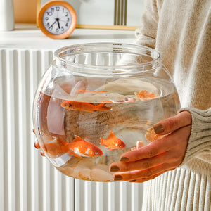 Ornamental Fish Tank Goldfish Portable Desktop Aquarium Bowl The Pet Tabletop Home Office Round Plastic - Petzie - Small Beta Fish Tank