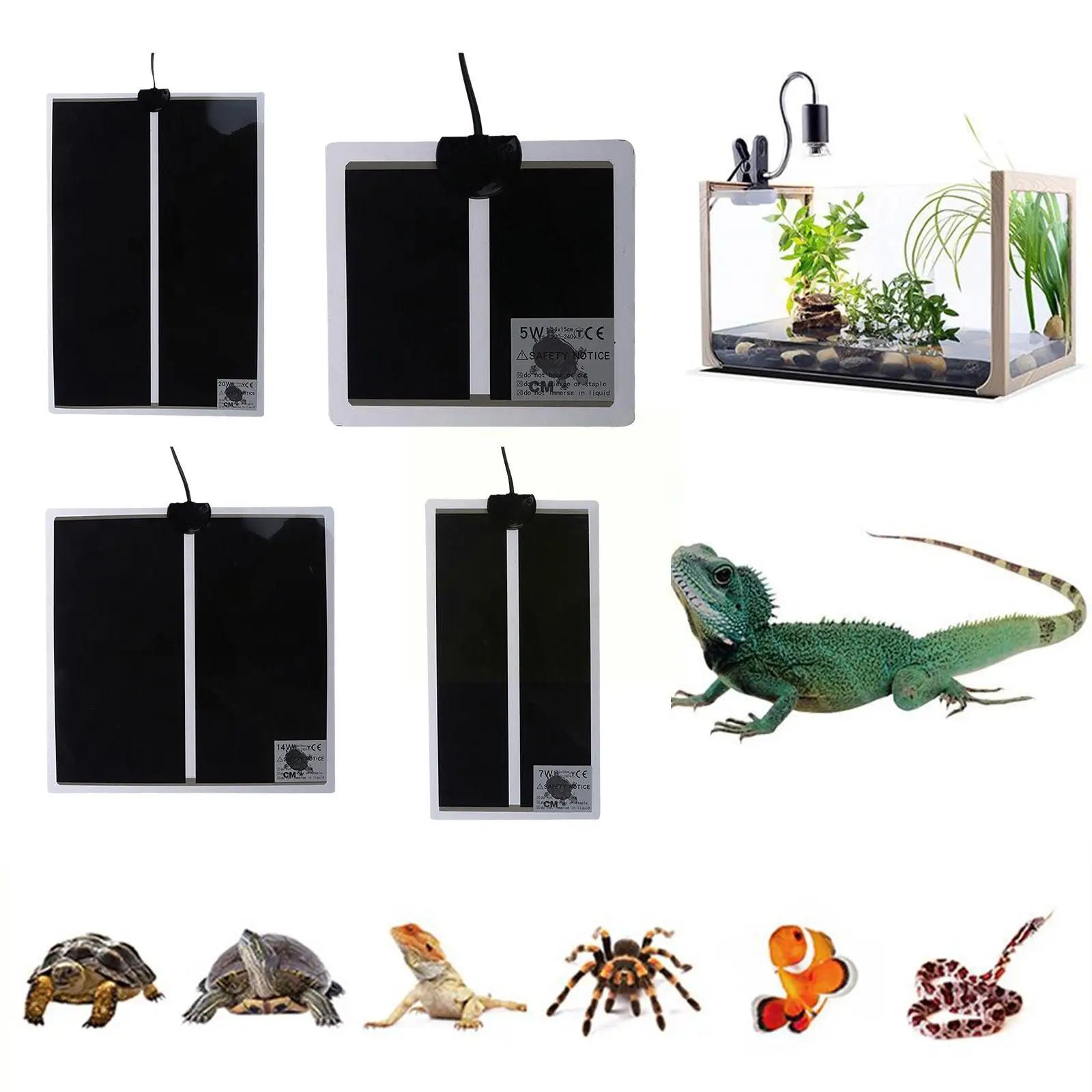 5W 7W Reptile Pet Heating Pad With Thermostat Controller Terrarium Heater Warm Climbing New Mat EU Vivarium Switch Pet Plug B9G8
