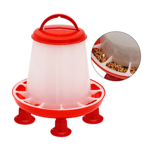 Poultry Feeder Chicken Feeder with Stand Legs and Cover Pigeon Quail Feeding Bucket Large Poultry Automatic Feeder 2kg - Petzie