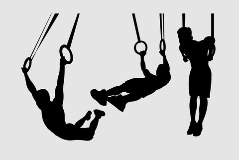 Gymnastics on gymnastic rings. Vector graphic