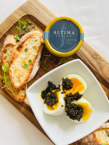 caviar on soft-boiled eggs