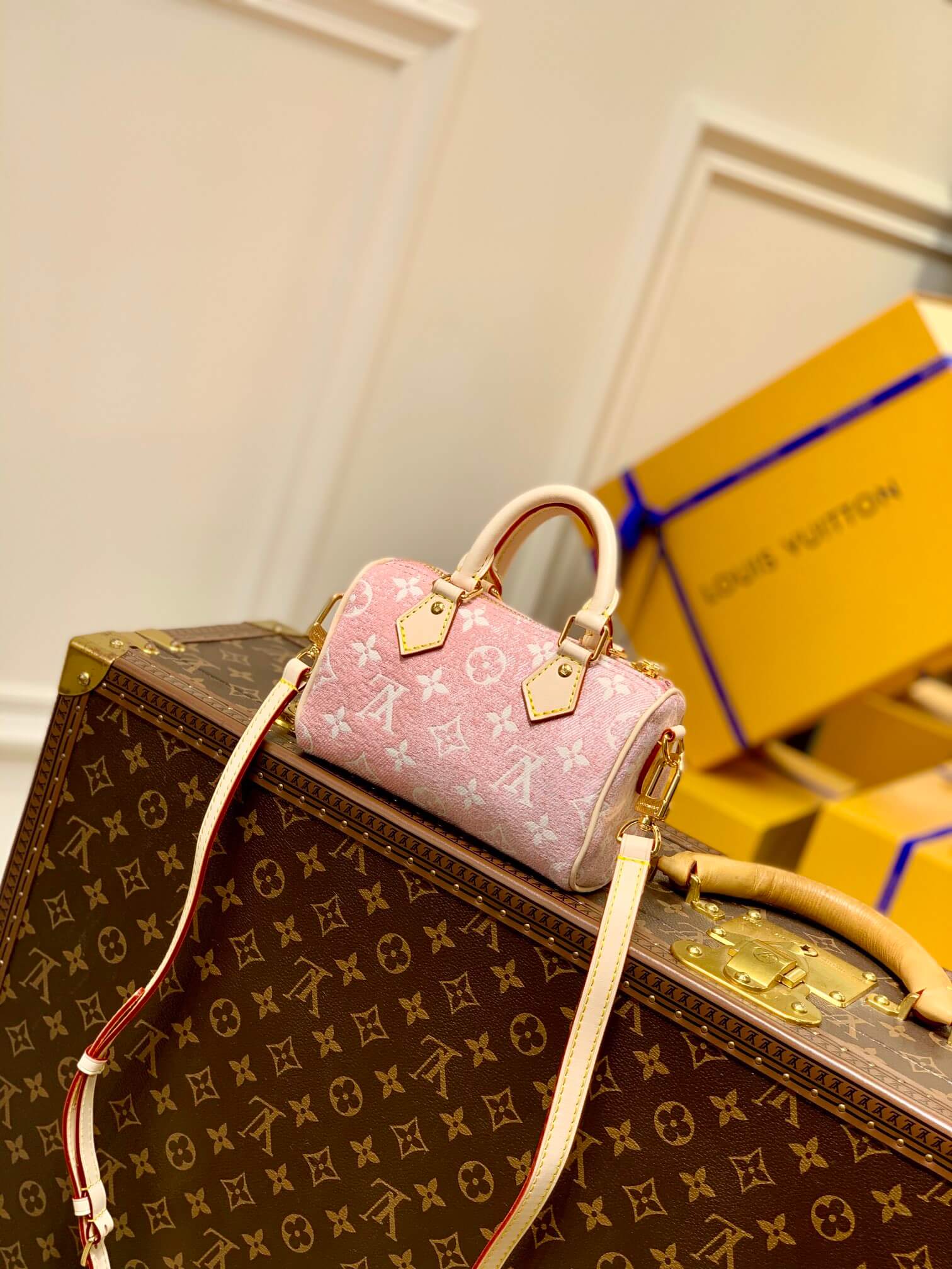 Louis Vuitton Pink Monogram Denim Jacquard Nano Speedy Gold Hardware  Available For Immediate Sale At Sotheby's