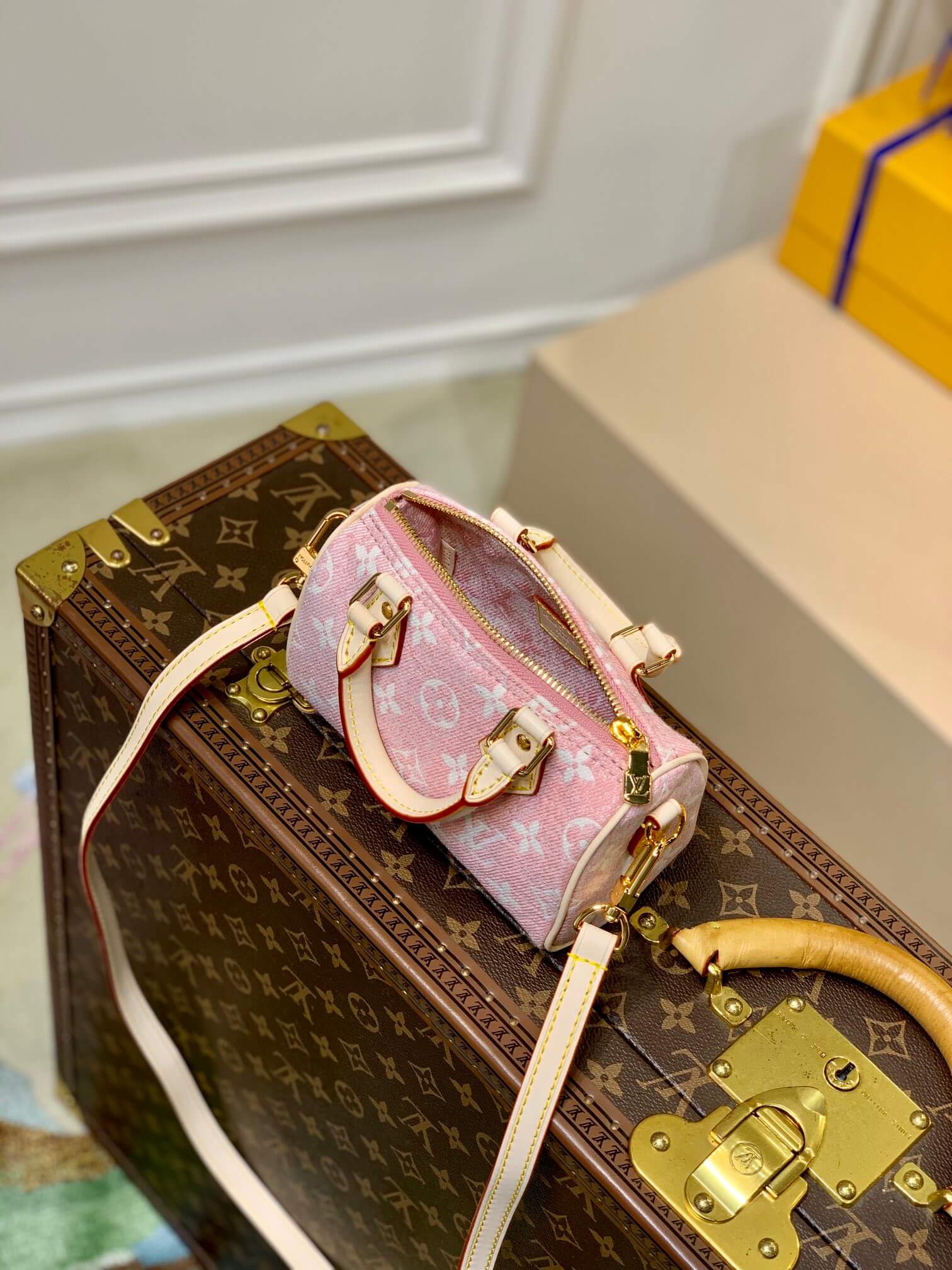 Louis Vuitton Pink Monogram Denim Jacquard Nano Speedy Gold Hardware  Available For Immediate Sale At Sotheby's