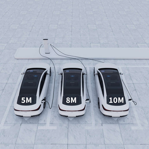 Schéma de scénarios d'application pour câbles de recharge pour véhicules électriques de différentes longueurs