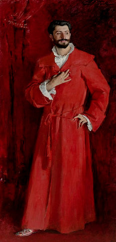 Portrait of man in red