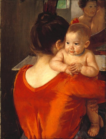 Woman with her child on her shoulder