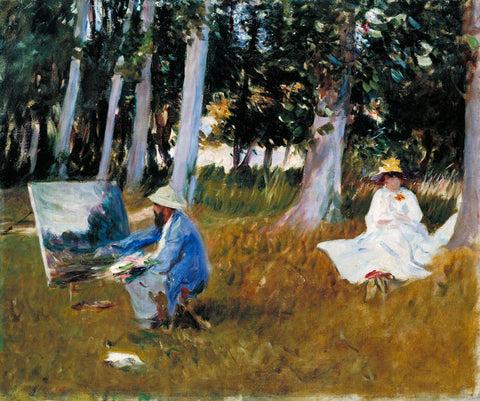 Claude Monet painting in the woods