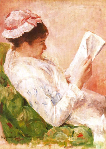 Woman reading newspaper