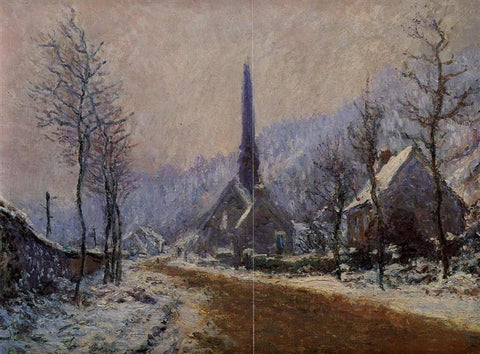 Church along a road in winter weather