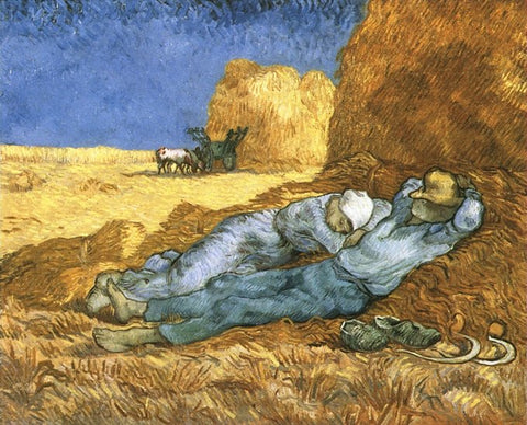 Two Peasants sleeping in front of a haystack from our Vincent van Gogh Art Tour Street Art Museum Tours