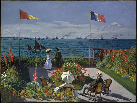 Group enjoying a seaside garden