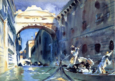 Venetian boaters and a Venice bridge
