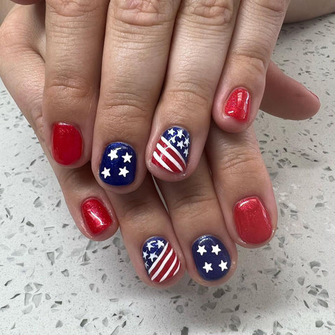 Amazon.com: 24pcs Independence Day Press on Nail Short 4th July Fake Nails  American Flag Design Nail Art Supplies Full Cover Coffin Acrylic Nails  Glossy Artificial Square Nails Reusable Glue on Nails for