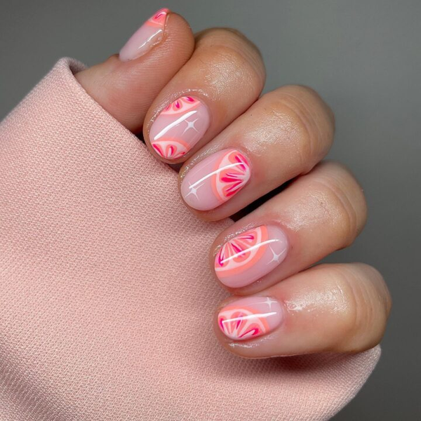 Pink Grapefruit Press On Nails