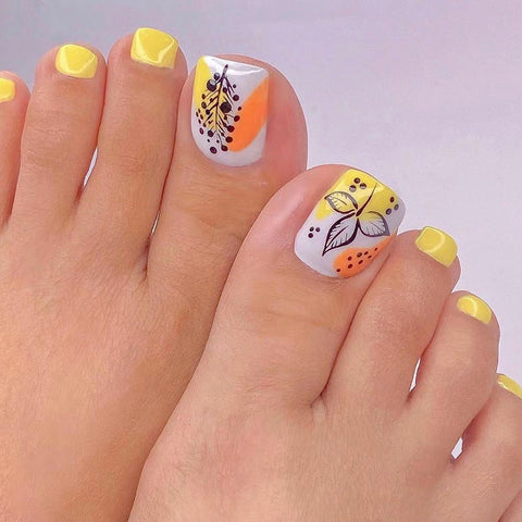False Toe Nails Summer Simple Wearing Nail Art Pattern Removable Nail  Stickers 24 Pieces With Glue - Walmart.com